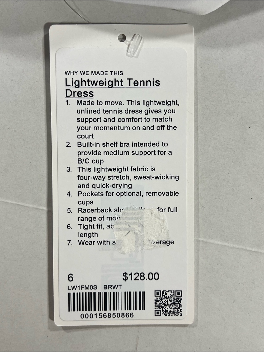 Lululemon Lightweight Tennis Dress Bright White Women's Size 6 - Picture 7 of 7